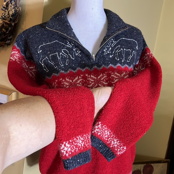 Vtg ‘90’s JONES NEW YORK Size Small  Wool Blend Ski-Sweater Moose Embroidered - Picture 12 of 16